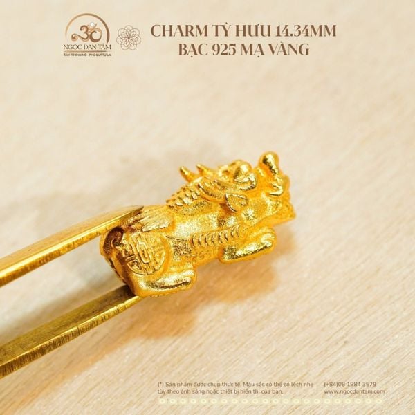 Charm Tỳ Hưu bạc mạ vàng