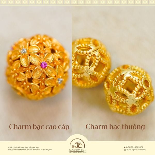 So sánh độ hoàn thiện charm cao cấp và charm giá rẻ