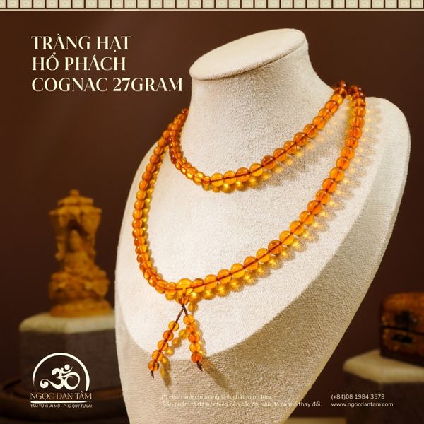 Tràng Hạt  Hổ Phách  Cognac 27Gram