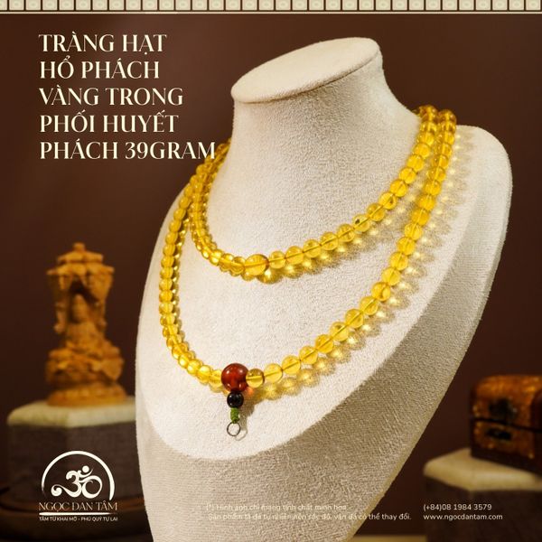 Tràng Hạt  Hổ Phách  VÀNG TRONG PHỐI HUYẾT PHÁCH 39Gram