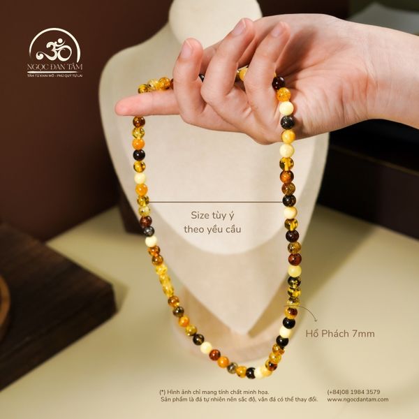 Vòng Cổ Hổ Phách Mix 7mm