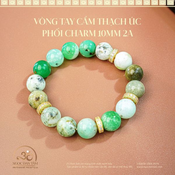 Vòng Tay Cẩm Thạch Úc Phối Charm 10mm 2a