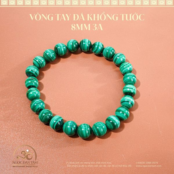 Vòng Tay Đá khổng tước 8mm 3A