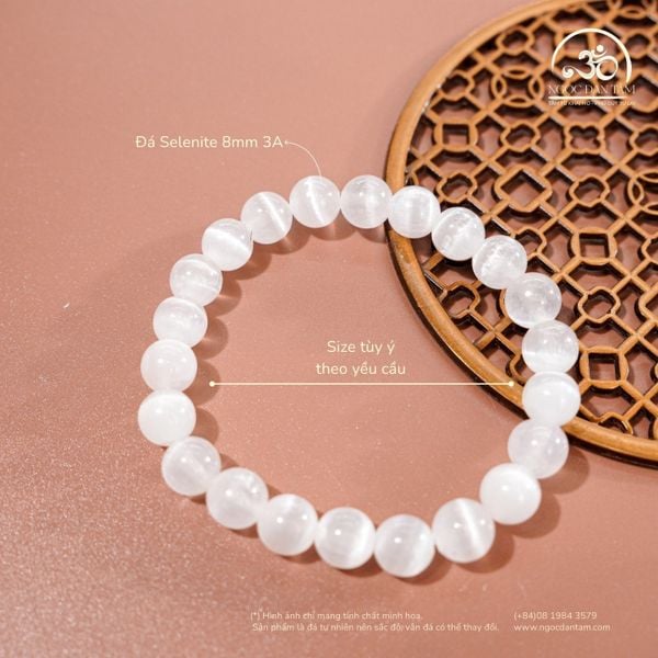 Vòng Tay Đá selenite 8mm 3A