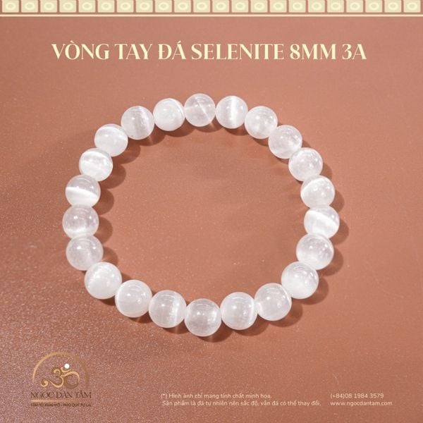 Vòng Tay Đá selenite 8mm 3A