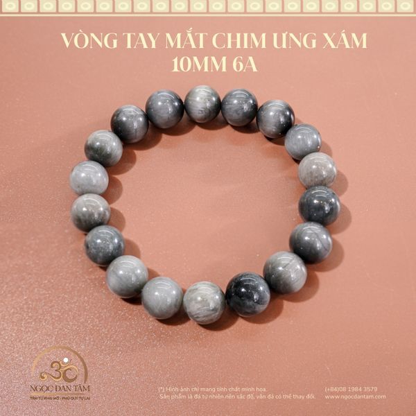 Vòng Tay mắt chim ưng xám 10mm 6A