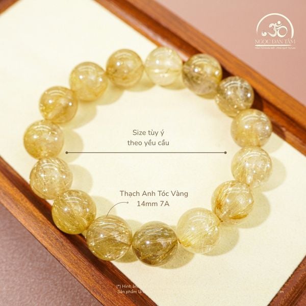 Vòng Tay Thạch Anh Tóc Vàng 14mm 7A