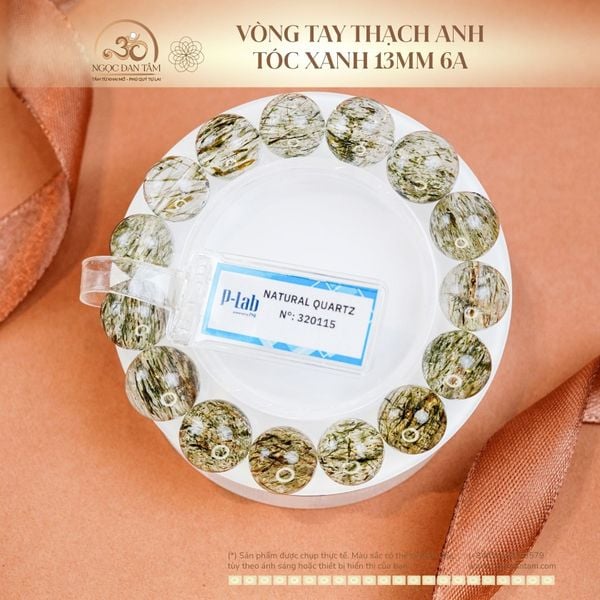 Vòng Tay Thạch Anh Tóc Xanh 13mm 6A