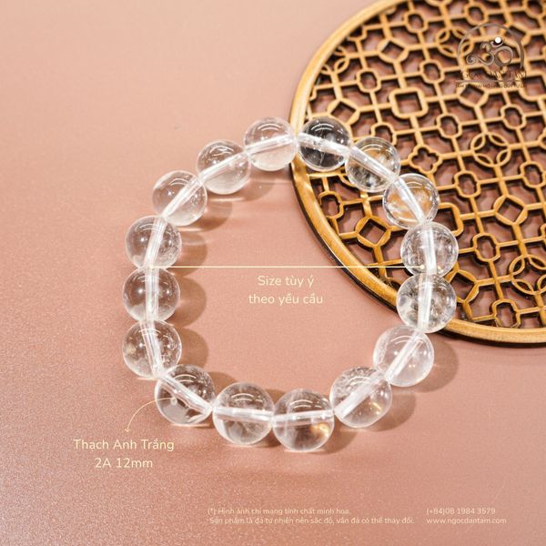 Vòng Tay Thạch Anh Trắng 2A 12mm