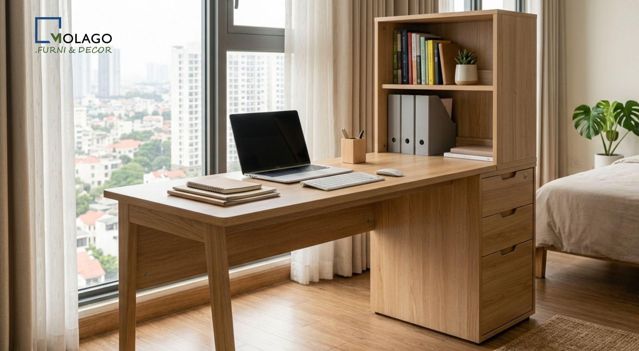 Bàn làm việc kết hợp tủ hông