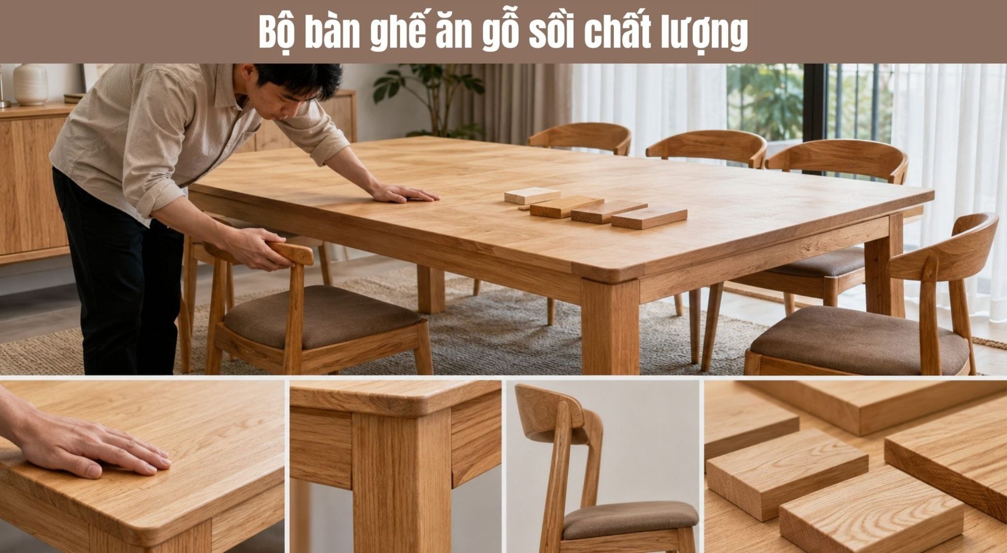 Bàn ghế ăn gỗ sồi