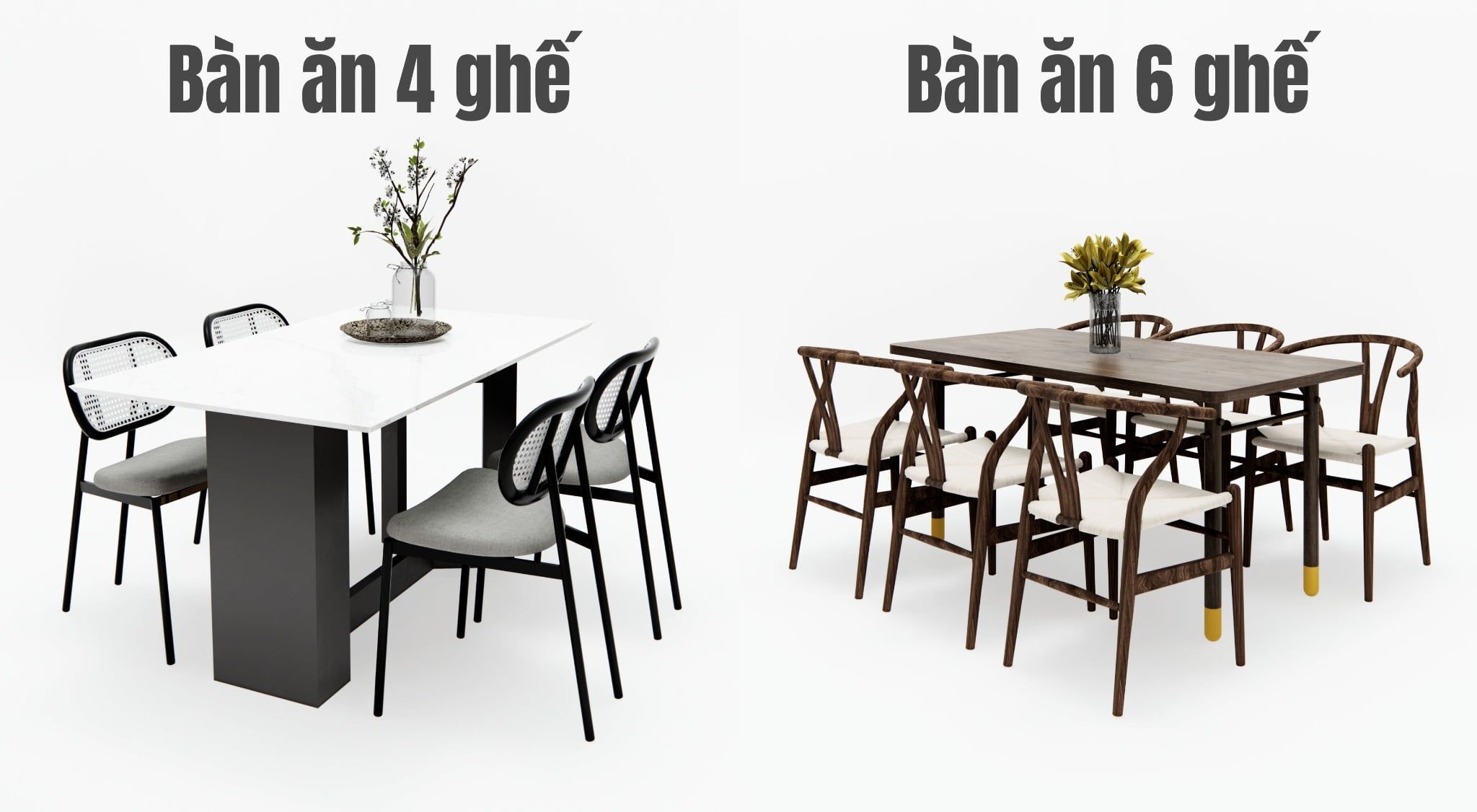 Chọn bàn ghế ăn theo diện tích