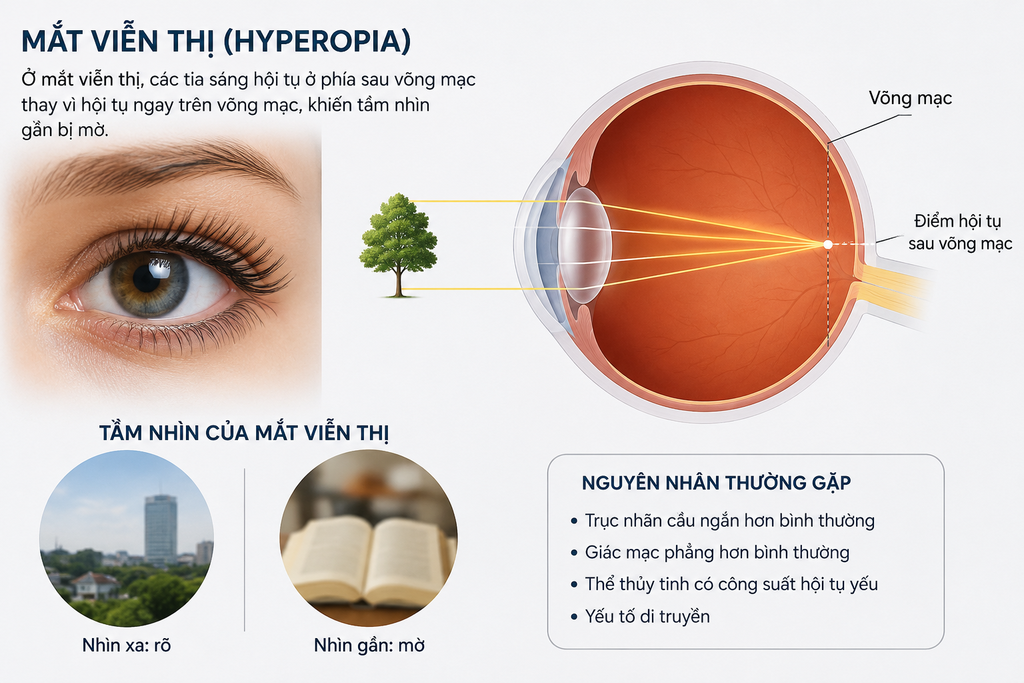Người viễn thị nên đeo kính gì