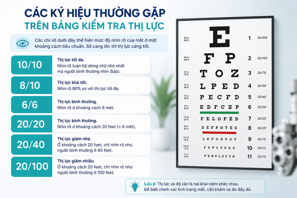Các ký hiệu thường gặp trên bảng kiểm tra thị lực