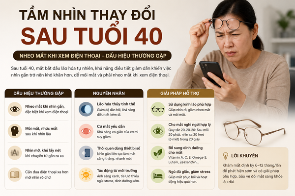 Nhìn mờ khi chuyển đổi tầm nhìn (Xa - Gần)