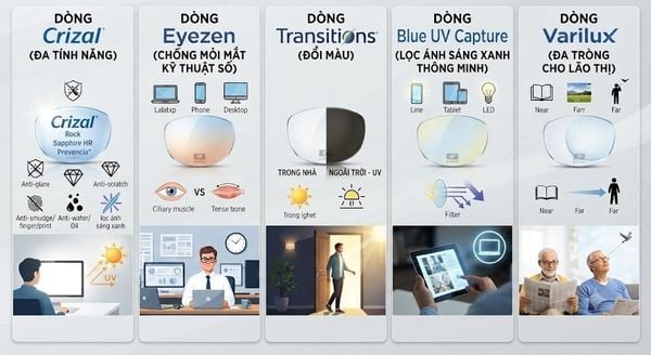 Bên cạnh đó mỗi loại tròng sẽ có mỗi công dụng khác nhau: