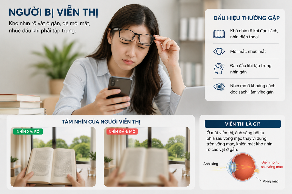 Người viễn thị nên đeo kính gì
