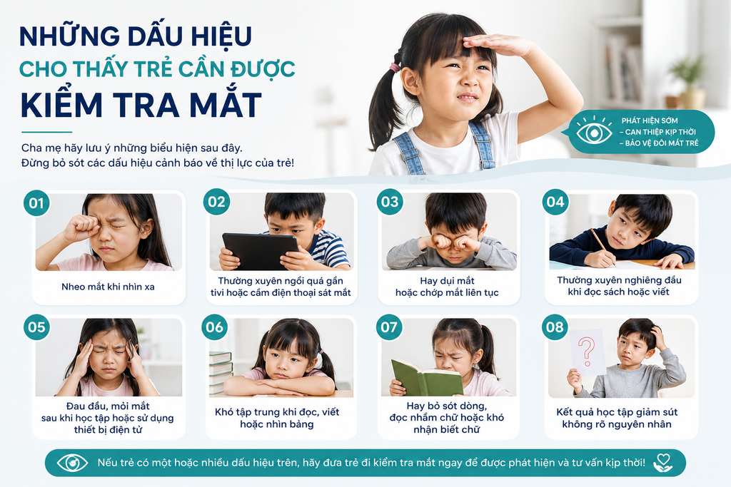 Những dấu hiệu cho thấy trẻ cần được kiểm tra mắt
