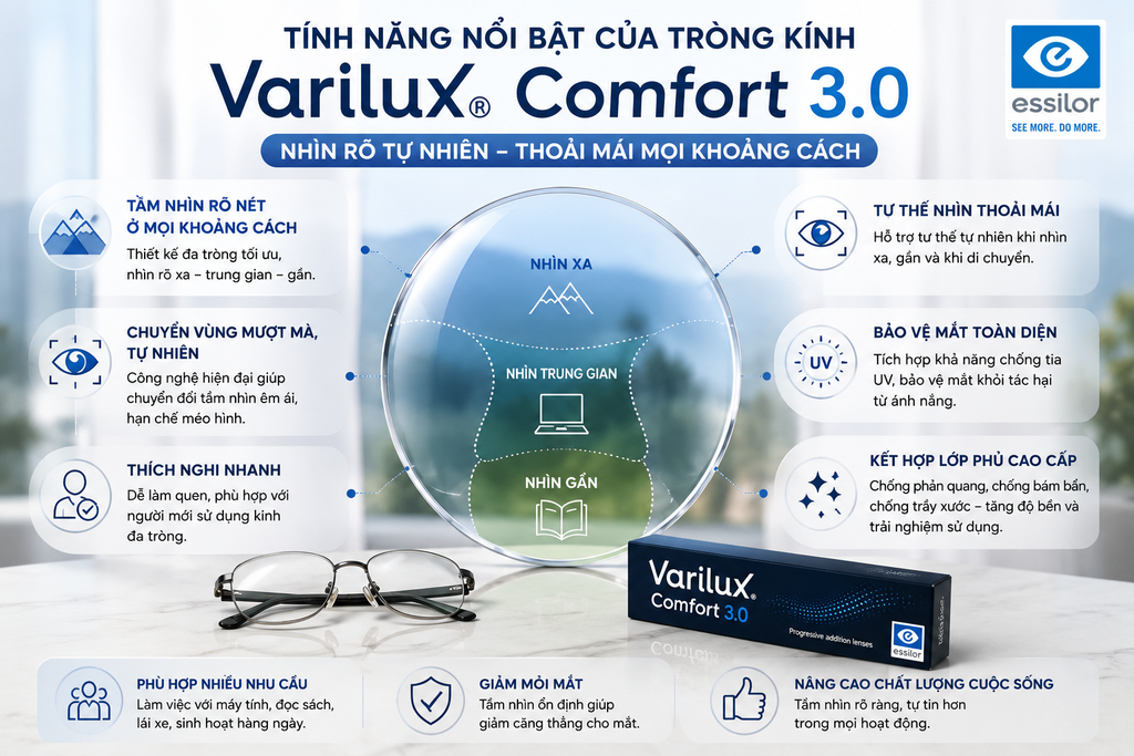 Tính năng nổi bật của tròng kính công nghệ Varilux® Comfort 3.0