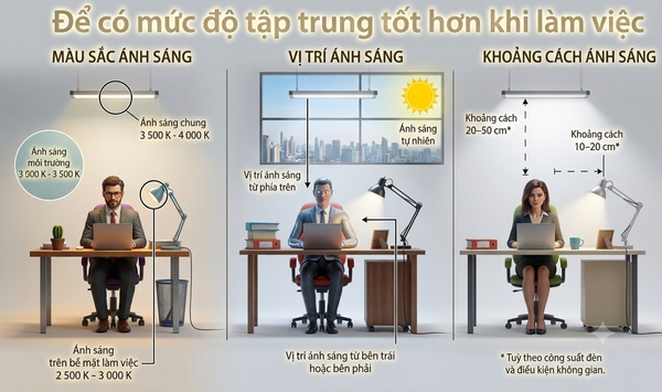 Tạm biệt đau lưng, mỏi cổ với bộ quy tắc setup cực đơn giản với độ sáng cân bằng tốt