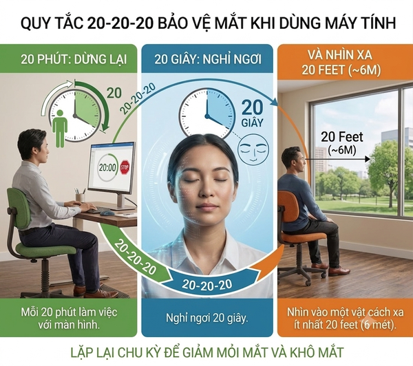 Bảo vệ thị giác với quy tắc vàng 20 - 20 -20