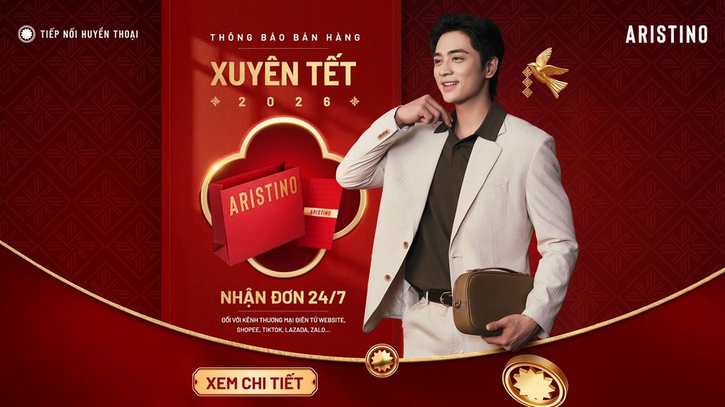 ARISTINO THÔNG BÁO LỊCH BÁN HÀNG XUYÊN TẾT VÀ VẬN CHUYỂN TẾT NGUYÊN ĐÁN 2026