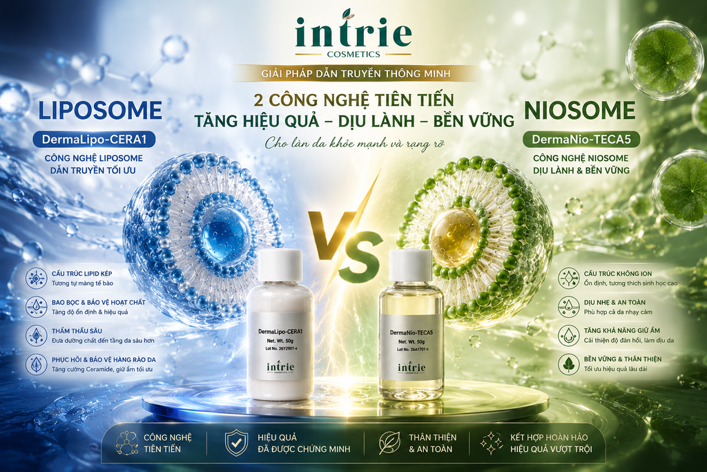🔬 LIPOSOME vs NIOSOME: Khác biệt công nghệ tạo nên lợi thế gì cho DermaLipo-CERA1 & DermaNio-TECA5?