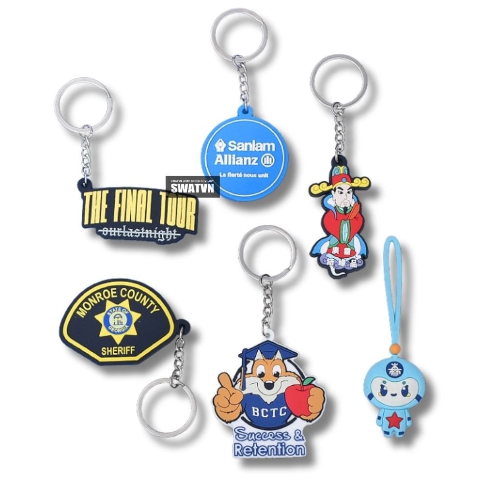 XƯỞNG SẢN XUẤT MÓC KHÓA CAO SU 2D, 3D THEO YÊU CẦU – IN LOGO, THIẾT KẾ RIÊNG