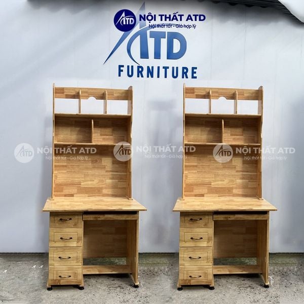 Bàn học gỗ thông có kệ kèm hộc 1m8 tại Nội thất ATD