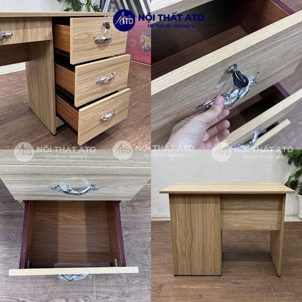 Chi tiết bàn học gỗ ván ép 4 hộc kéo