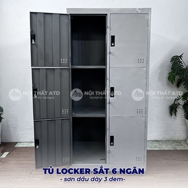 Tủ locker sắt 6 ngăn sơn dầu