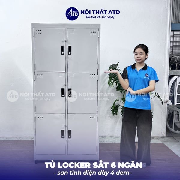 Tủ locker sắt 6 ngăn sơn tĩnh điện