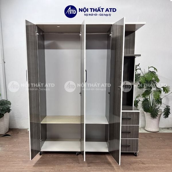 Tủ quần áo nhựa 3 cánh kèm kệ khoang chứa rộng rãi