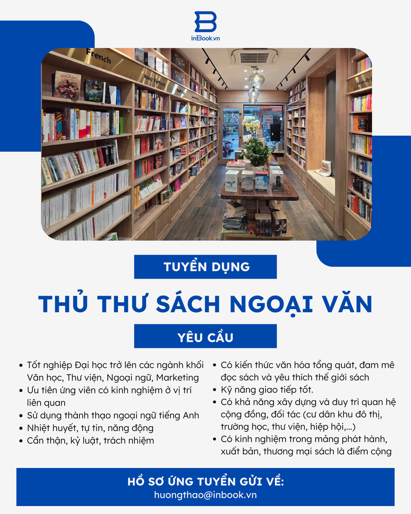 TUYỂN DỤNG THỦ THƯ NHÀ SÁCH NGOẠI VĂN INBOOK (HÀ NỘI)