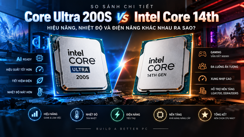 Intel Core Ultra 200S vs Intel Core 14th: Hiệu năng, nhiệt độ và điện năng khác nhau ra sao?