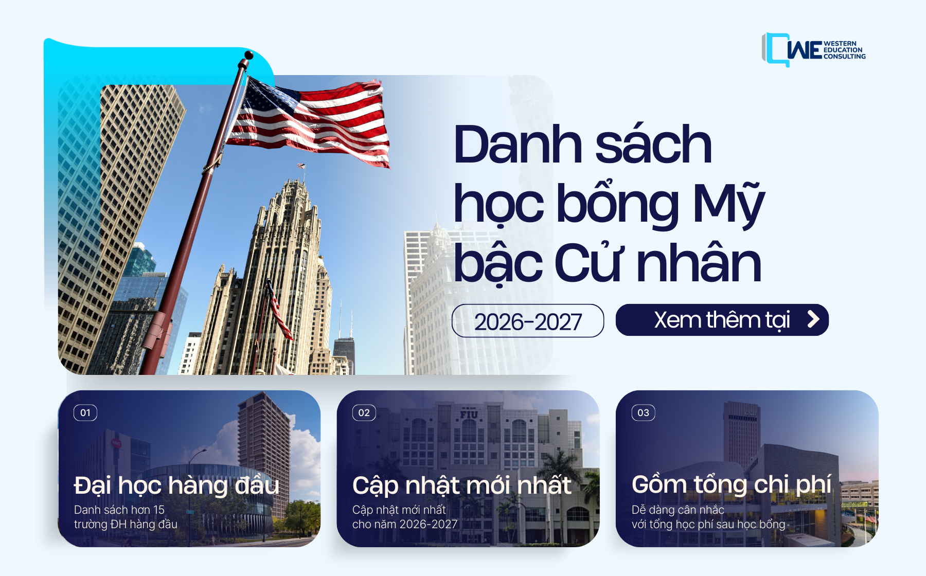 Tổng Hợp Học Bổng Mỹ Cho Bậc Cử Nhân Năm 2026