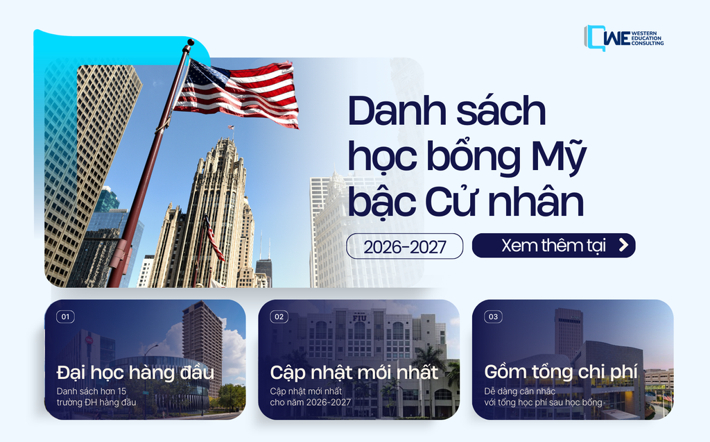Tổng Hợp Học Bổng Mỹ Cho Bậc Cử Nhân Năm 2026