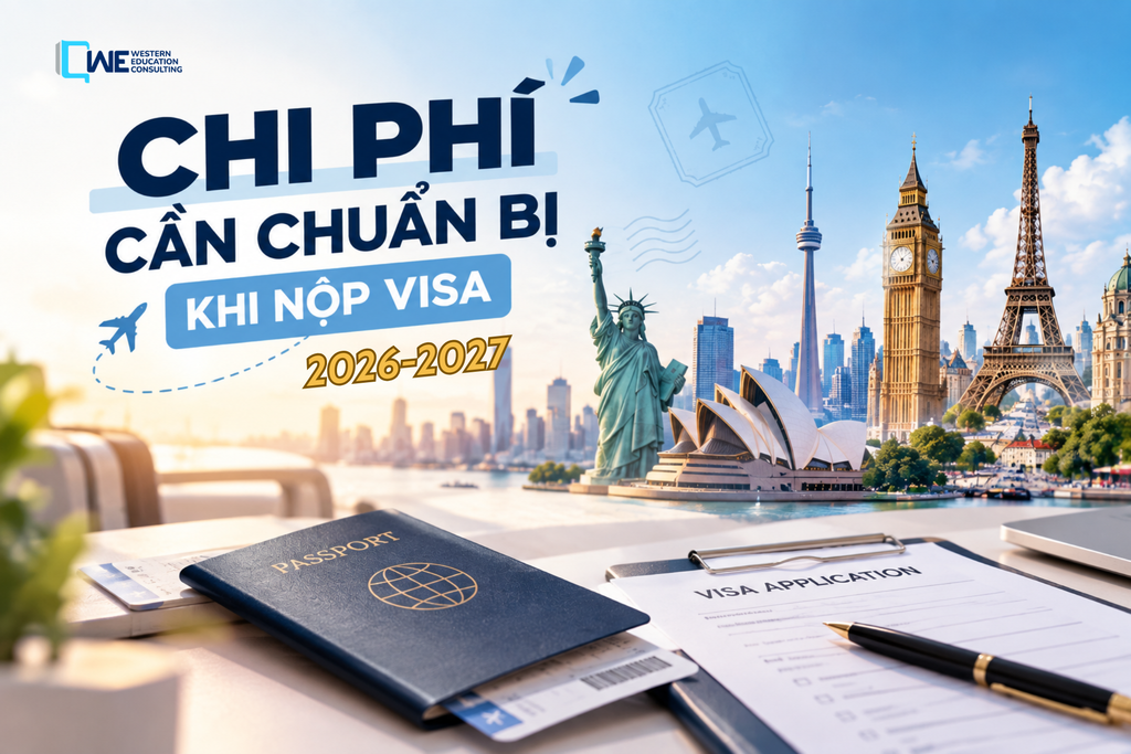 Cập nhật 2026–2027: Tổng hợp chi phí xin visa du học & du lịch Mỹ, Úc, Canada, New Zealand, Anh, Pháp, Đức, Bỉ