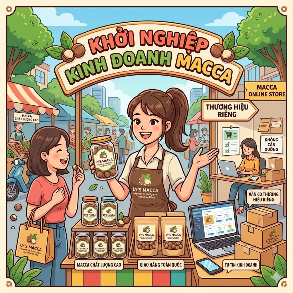 KHỞI NGHIỆP KINH DOANH MACCA – KHÔNG CẦN XƯỞNG, VẪN CÓ THƯƠNG HIỆU RIÊNG