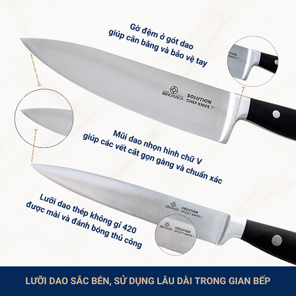 Dao gọt hoa quả 5 inch và Dao thài Santoku 6 inch Benchusch