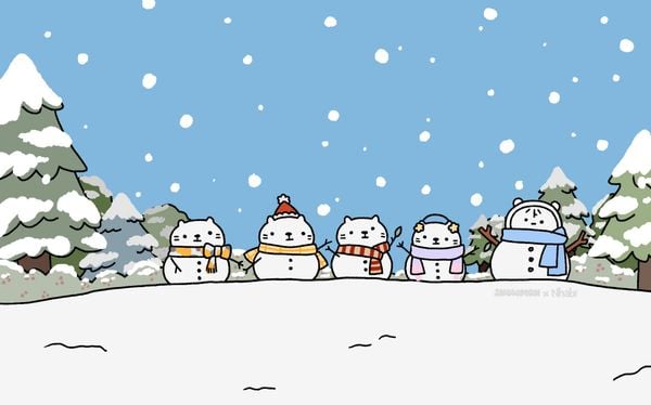 [Wallpaper] Snowmon x Nhabi - Snowmon..?! Snowcat..?! ☃️
