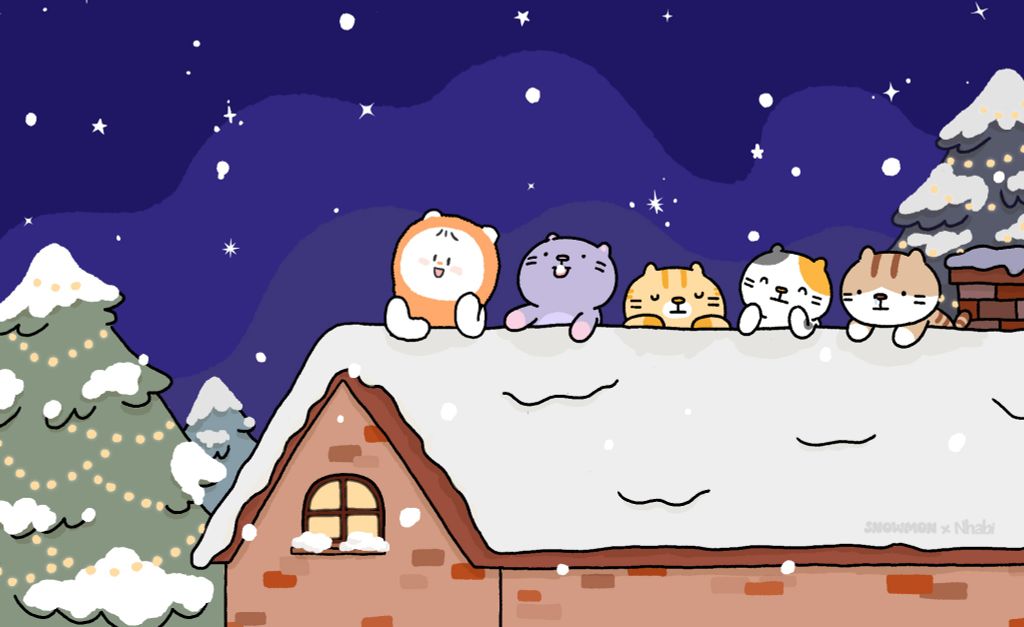 [Wallpaper] Snowmon x Nhabi - Waiting for Santa 🎅