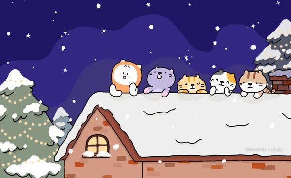 [Wallpaper] Snowmon x Nhabi - Waiting for Santa 🎅