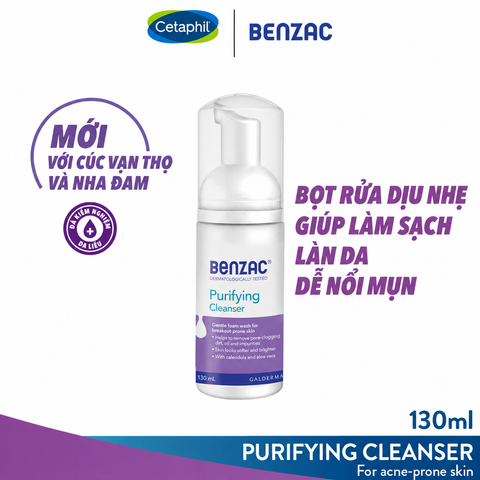 Benzac Purifying Foam Cleanser: Bọt rửa mặt dịu nhẹ cho da dễ nổi mụn