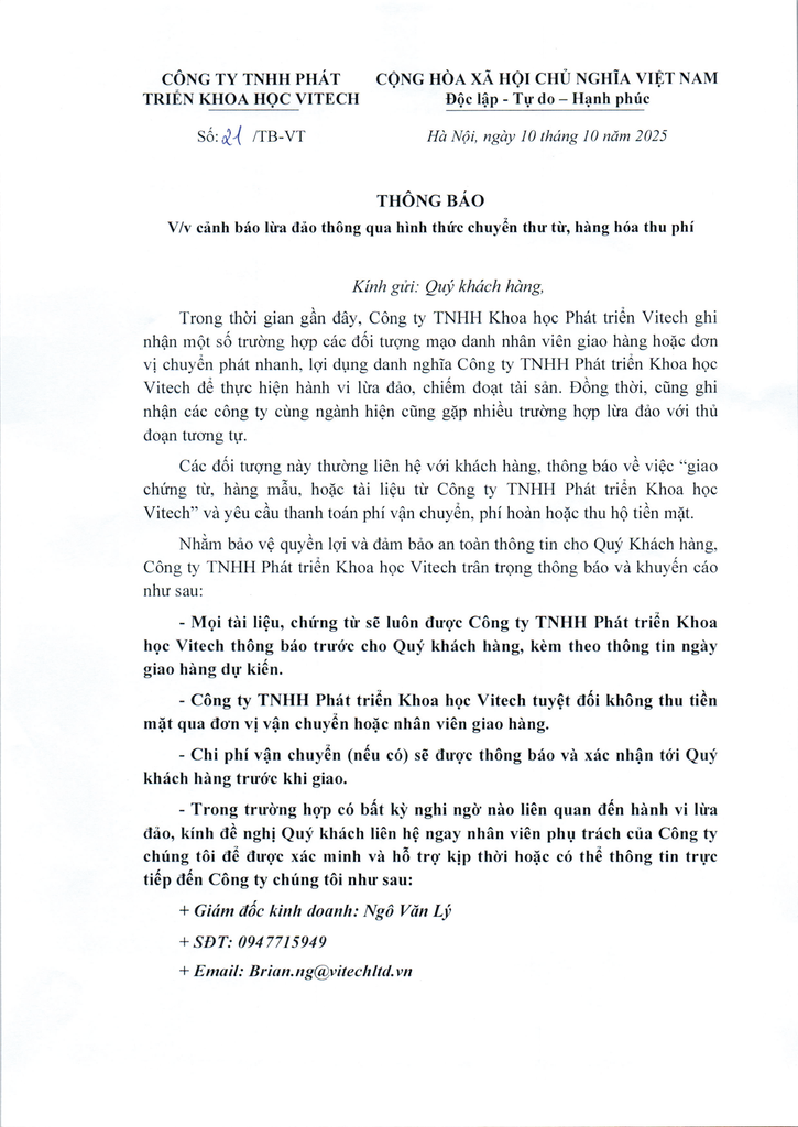 CẢNH BÁO LỪA ĐẢO – QUÝ KHÁCH HÀNG LƯU Ý!