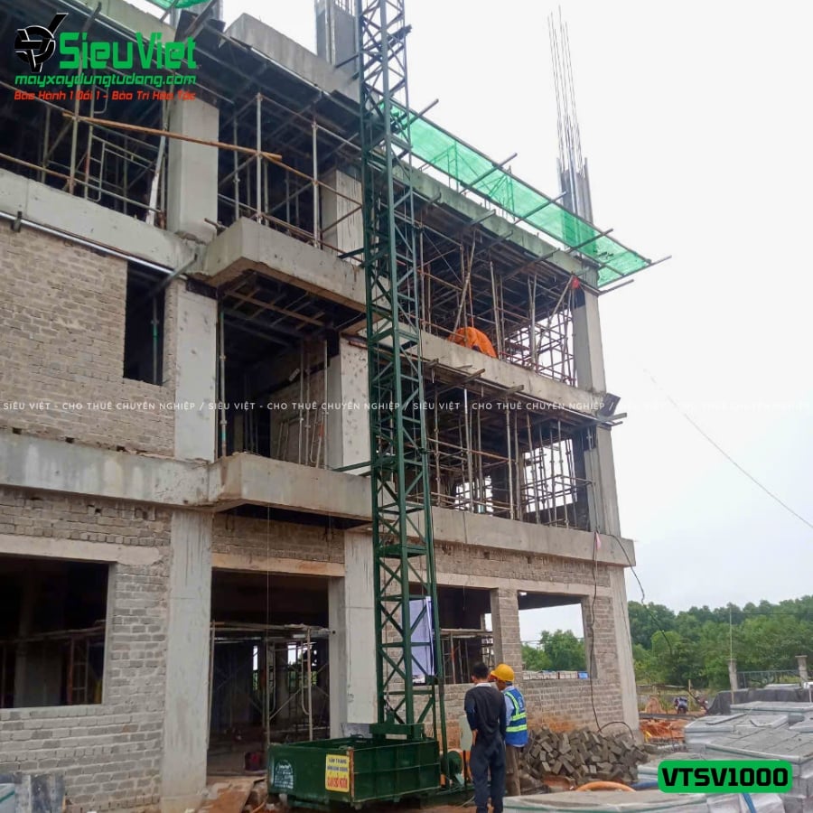 Vận thăng nâng hàng 1000Kg cao 27m giao thuê
