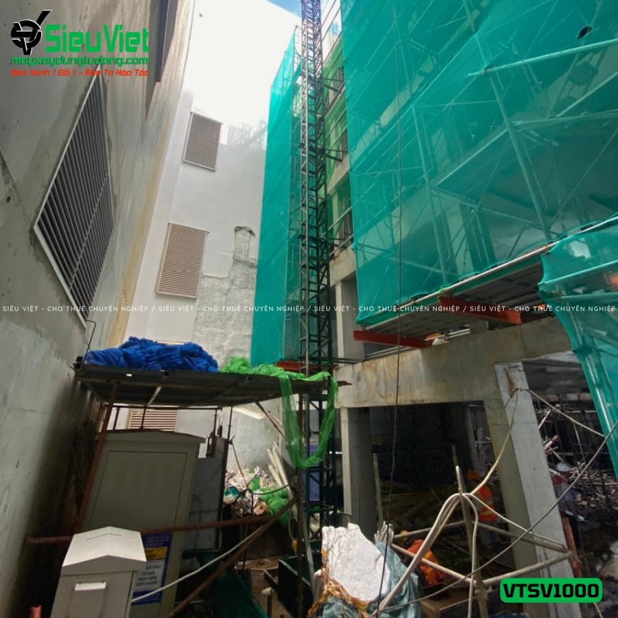 Vận thăng nâng hàng 1000Kg cao 33m giao thuê