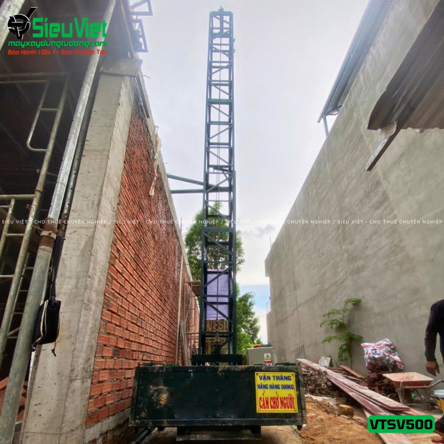 Vận thăng nâng hàng 500Kg cao 12m giao thuê