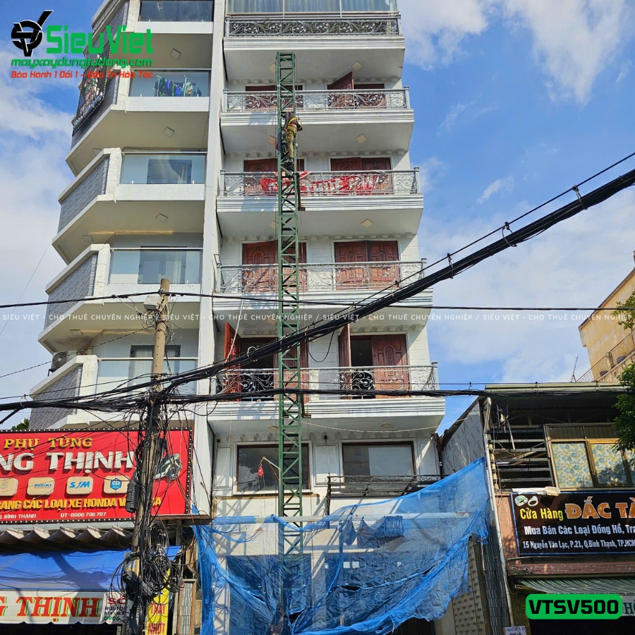 Vận thăng nâng hàng 500Kg cao 24m giao thuê