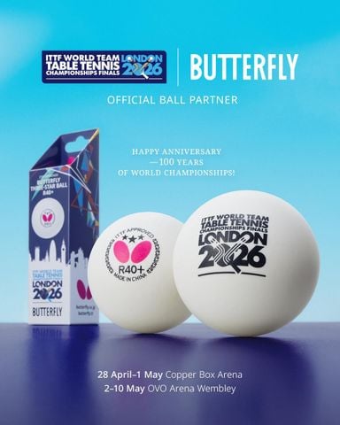 THƯƠNG HIỆU BUTTERFLY TÀI TRỢ BÓNG R40+ TẠI GIẢI VÔ ĐỊCH BÓNG BÀN THẾ GIỚI 2026